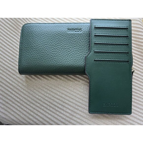 Barcos Hunter Green Leather Zippy Long Wallet - Picture 3 of 4